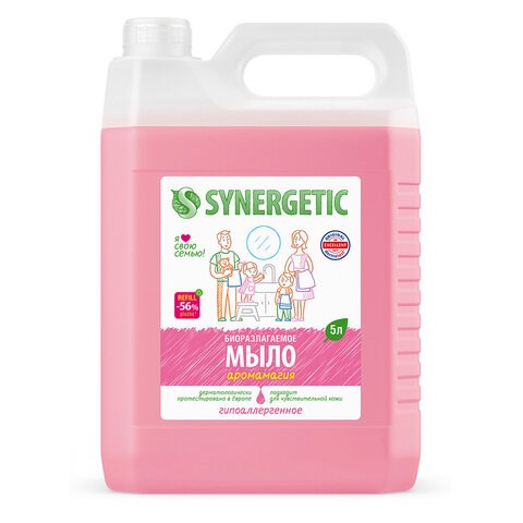 Мыло жидкое 5 л SYNERGETIC, Аромамагия гипоаллергенное, биоразлагаемое, ЭКО 606749 - фото 282670