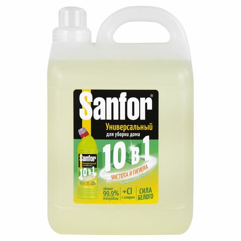 Чистящее средство 5 л, SANFOR 10 в 1 Universal "Лимонная свежесть", 22055 608307 - фото 283161