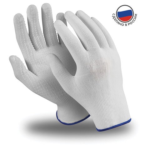 Перчатки нейлоновые MANIPULA Микрон, ПВХ-покрытие, КОМПЛЕКТ 10 пар, р-р 9 (L), белые, TNG-27/MG-111 608562 - фото 283321