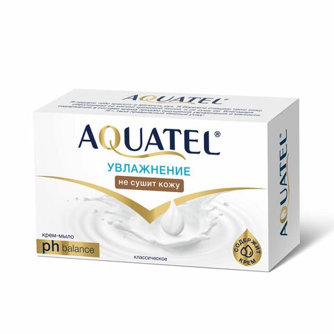 Мыло-крем 90 г AQUATEL "Классическое" увлажняющее, не сушит кожу, 6229 608738 - фото 283434