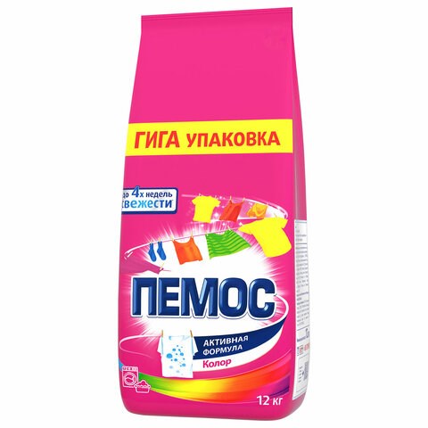 Стиральный порошок автомат, 12 кг, ПЕМОС КОЛОР, для цветного белья 609650 - фото 283857