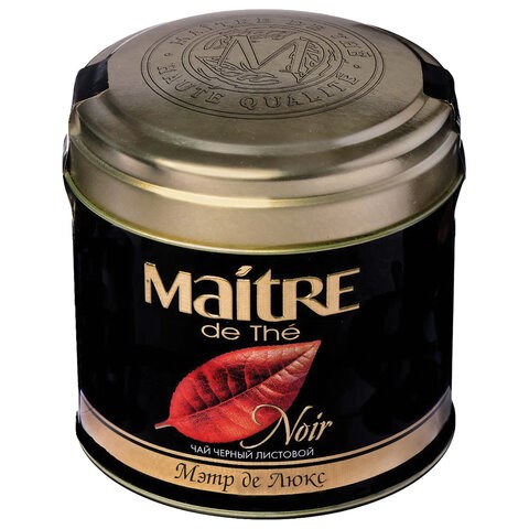Чай листовой MAITRE "Мэтр де Люкс" черный 100 г, жестяная банка, бар165р 620404 - фото 284194