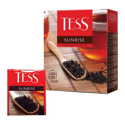 Чай TESS "Sunrise" черный цейлонский, 100 пакетиков в конвертах по 1,8 г,, 0918-09 621033 - фото 284219