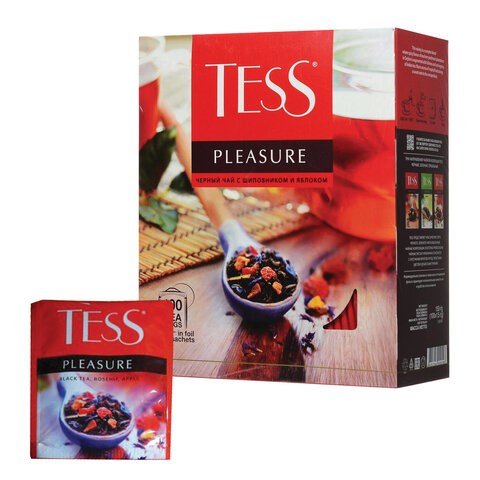 Чай TESS "Pleasure" черный с шиповником, яблоком, лимонным сорго, 100 пакетиков в конвертах по 1,5 г, 0919-09 621034 - фото 284220