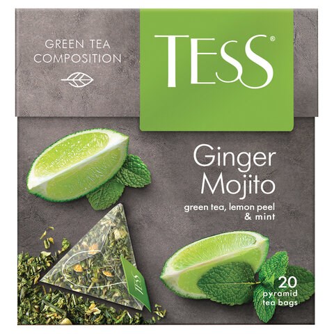 Чай TESS "Ginger Mojito" зеленый с ароматом мяты, цедрой лимона, имбирем, 20 пирамидок по 1,8 г, 0788-12 621041 - фото 284222