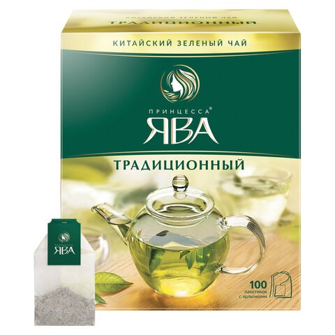 Чай ПРИНЦЕССА ЯВА зеленый, 100 пакетиков по 2 г, 0880-18 621043 - фото 284223