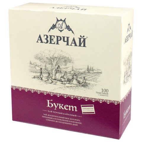 Чай АЗЕРЧАЙ "Premium collection" чёрный, 100 пакетиков в конвертах по 1,8 г, 415234 622731 - фото 284351