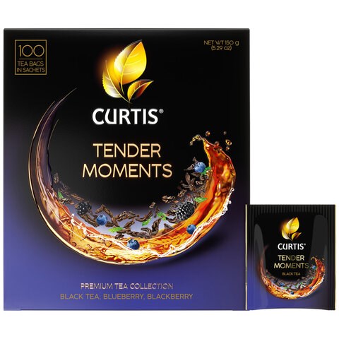 Чай CURTIS "Tender Moments" черный со вкусом ягод и мяты, 100 пакетиков в конвертах по 1,5 г, 102121 622788 - фото 284375