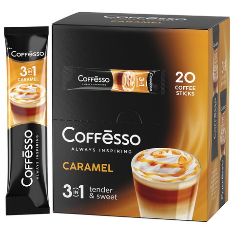 Кофе растворимый порционный COFFESSO "3 в 1 Caramel", пакетик 15 г, 102149 623402 - фото 284429