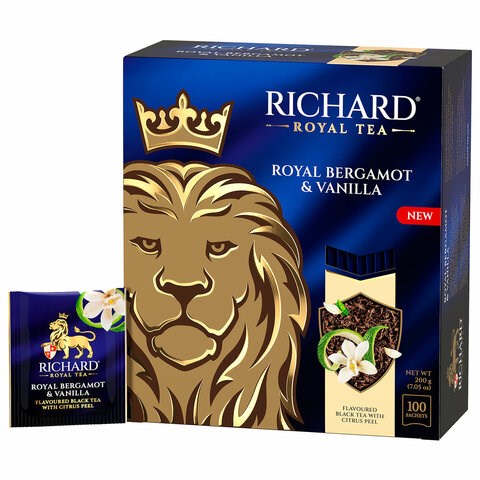 Чай RICHARD "Royal bergamot & vanilla" черный, 100 пакетиков в конвертах по 2 г, 102736 624178 - фото 284493