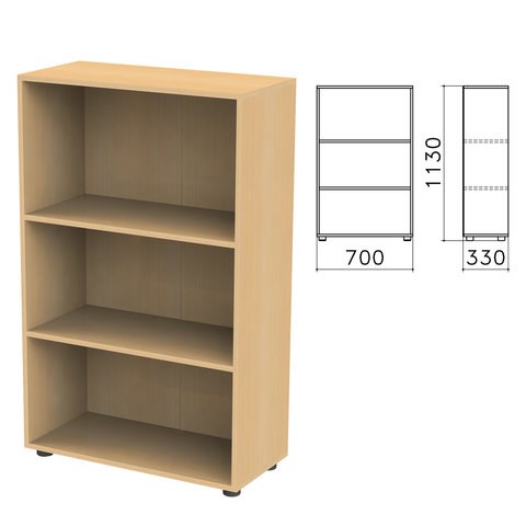 Шкаф (стеллаж) Канц, 700х330х1130 мм, 2 полки, цвет бук невский, ШК39.10 640049 - фото 284714