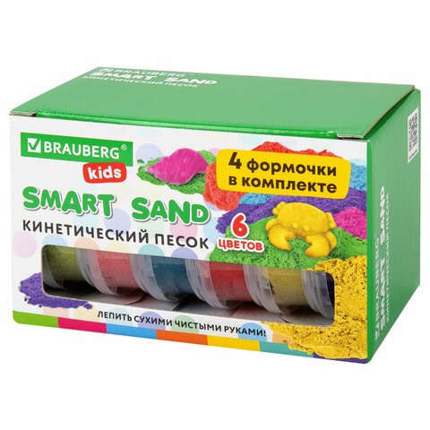 Песок для лепки кинетический BRAUBERG KIDS, 6 цветов, 720 г, 4 формочки, 665090 665090 - фото 285189