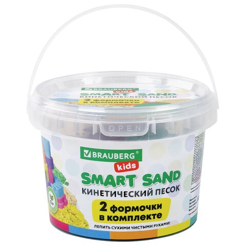 Песок для лепки кинетический BRAUBERG KIDS, желтый, 500 г, 2 формочки, ведерко, 665091 665091 - фото 285190