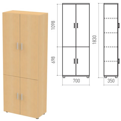 Шкаф закрытый "Канц", 700х350х1830 мм, цвет бук невский (КОМПЛЕКТ) 980013 - фото 285711