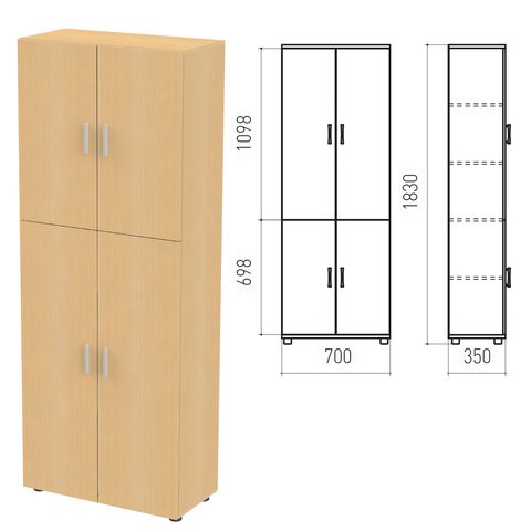 Шкаф закрытый "Канц", 700х350х1830 мм, цвет бук невский (КОМПЛЕКТ) 980015 - фото 285713