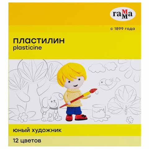 Пластилин ГАММА Юный художник NEW, 12 цветов, 168 г, со стеком, 280045 103609 - фото 286236