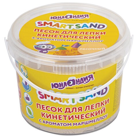 Песок для лепки кинетический ЮНЛАНДИЯ, песочный, 500 г, 2 формочки, ведерко, 104994 104994 - фото 286297