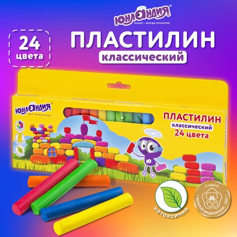 Пластилин классический ЮНЛАНДИЯ "ЮНЛАНДИК-АРХИТЕКТОР", 24 цвета, 480 г, ВЫСШЕЕ КАЧЕСТВО, 105031 105031 - фото 286298