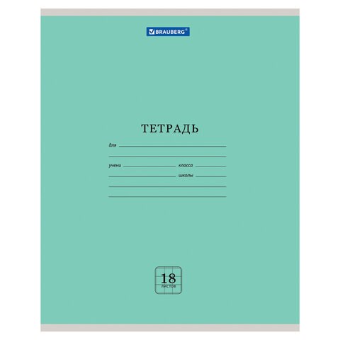 Тетрадь 18 л. BRAUBERG ЭКО, клетка, обложка плотная мелованная бумага, ЗЕЛЕНАЯ ПАСТЕЛЬНАЯ, 105675 105675 - фото 286309