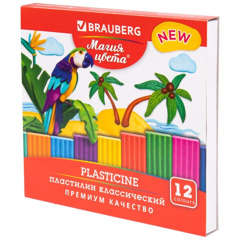 Пластилин классический BRAUBERG МАГИЯ ЦВЕТА NEW, 12 цветов, 240 г, стек, ВЫСШЕЕ КАЧЕСТВО, 106426 106426 - фото 286381