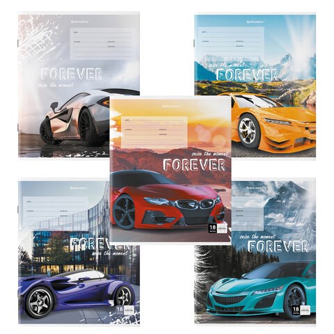 Тетрадь 18 л. BRAUBERG клетка, обложка картон, "SPORTS CAR", 106479 106479 - фото 286413