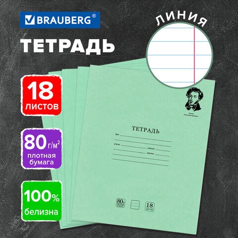 Тетрадь BRAUBERG ВЕЛИКИЕ ИМЕНА, 18 л., линия, плотная бумага 80 г/м2, обложка тонированный офсет, 106979 106979 - фото 286481