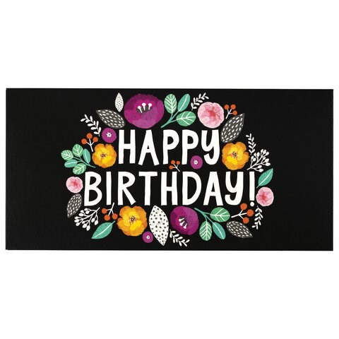 Конверт для денег "HAPPY BIRTHDAY!", Цветы, 166х82 мм, выборочный лак, ЗОЛОТАЯ СКАЗКА, 113748 113748 - фото 287084