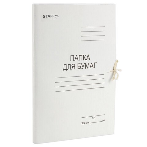 Папка для бумаг с завязками картонная STAFF, гарантированная плотность 310 г/м2, до 200 листов, 121120 121120 - фото 287606