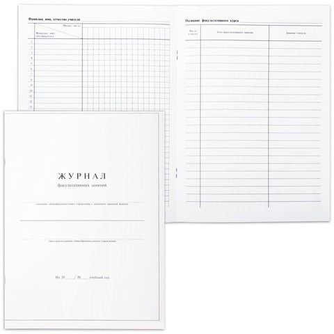 Книга Журнал факультативных занятий, 24 листа, А4, 205х282 мм, обложка мелованный картон, блок офсет, 15855 123702 - фото 287741