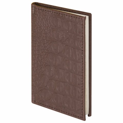 Телефонная книжка МАЛЫЙ ФОРМАТ (80х130 мм) А7, BRAUBERG "Cayman", под крокодиловую кожу, 56 л., вырубной алфавит, коричневая, 125135 125135 - фото 287825