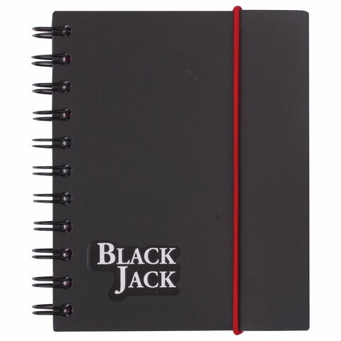 Блокнот МАЛЫЙ ФОРМАТ А6 105х148 мм, 150 л., гребень, пластик, клетка, BRAUBERG, "Black Jack", 125388 125388 - фото 287836