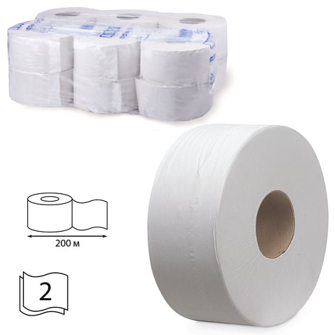 Бумага туалетная 200 м, KIMBERLY-CLARK Scott, КОМПЛЕКТ 12 шт., Performance Jumbo, 2-х слойная, белая, диспенсер 601544, 8512 126127 - фото 287859
