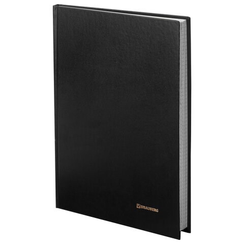 Книга учета 96 л., клетка, твердая, бумвинил, блок офсет, А4 (200х290 мм), BRAUBERG, черная, 130223 130223 - фото 288180