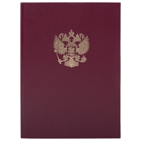 Книга учета 96 л., клетка, твердая, бумвинил, офсет, герб, А4 (200х290 мм), BRAUBERG, бордовая, 130276 130276 - фото 288216