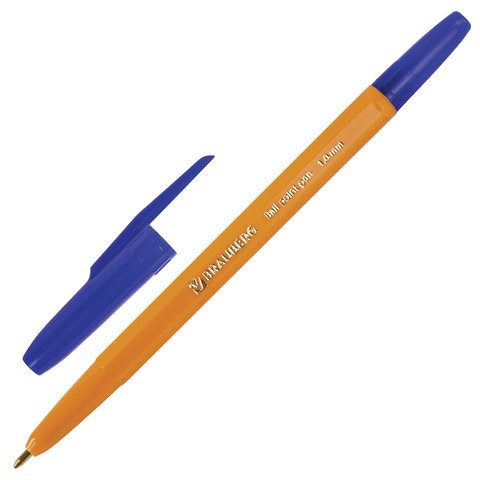 Ручка шариковая BRAUBERG Carina Orange, СИНЯЯ, корпус оранжевый, узел 1 мм, линия письма 0,5 мм, 141668 141668 - фото 288383