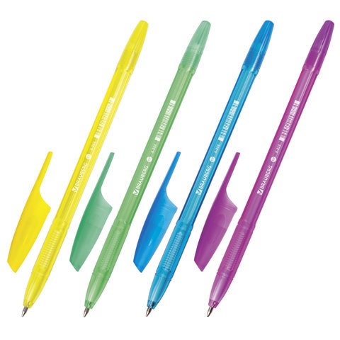 Ручка шариковая BRAUBERG X-333 NEON, СИНЯЯ, корпус тонированный ассорти, узел 0,7 мм, линия письма 0,35 мм, 142829 142829 - фото 288550