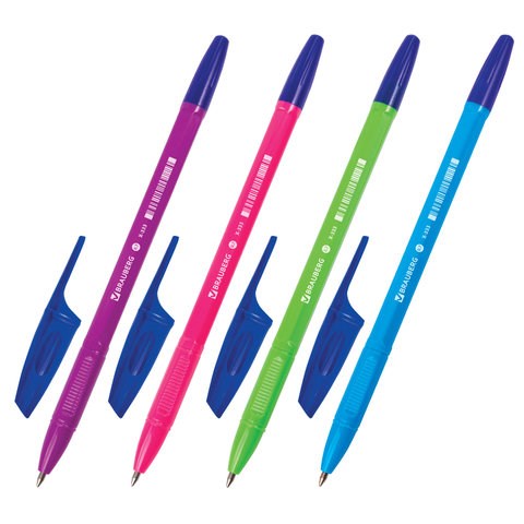 Ручка шариковая BRAUBERG X-333 NEON SOLID, СИНЯЯ, корпус ассорти, узел 0,7 мм, линия письма 0,35 мм, 142831 142831 - фото 288552