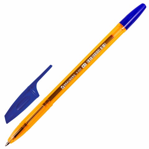 Ручка шариковая BRAUBERG X-333 AMBER, СИНЯЯ, корпус тонированный оранжевый, узел 0,7 мм, линия письма 0,35 мм, 142832 142832 - фото 288553