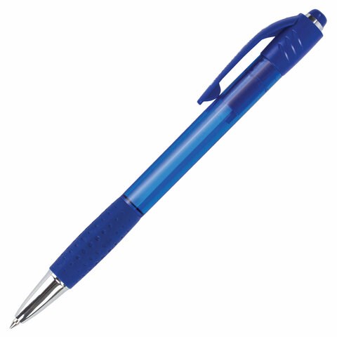 Ручка шариковая автоматическая с грипом BRAUBERG SUPER, СИНЯЯ, корпус синий, узел 0,7 мм, линия письма 0,35 мм, 143374 143374 - фото 288633