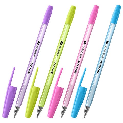 Ручка шариковая BRAUBERG "M-500 PASTEL", СИНЯЯ, корпус ассорти, узел 0,7 мм, линия письма 0,35 мм, 143450 143450 - фото 288664