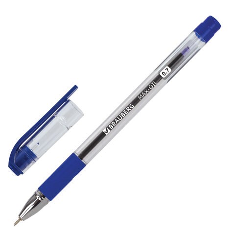 Ручка шариковая масляная с грипом BRAUBERG "Max-Oil", СИНЯЯ, игольчатый узел 0,7 мм, линия письма 0,35 мм, 141701 141701 - фото 293135