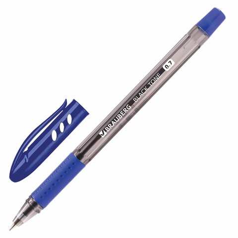 Ручка шариковая масляная BRAUBERG Black Tone, СИНЯЯ, корпус тонированный, узел 0,7 мм, линия письма 0,35 мм, 142951 142951 - фото 293318