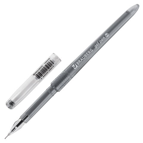 Ручка гелевая BRAUBERG DIAMOND, ЧЕРНАЯ, игольчатый узел 0,5 мм, линия письма 0,25 мм, 143379 143379 - фото 293384