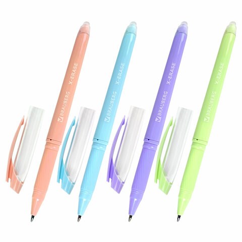 Ручка стираемая гелевая с грипом BRAUBERG X-ERASE PASTEL, СИНЯЯ, узел 0,7 мм, линия 0,35 мм, 143953 143953 - фото 293682