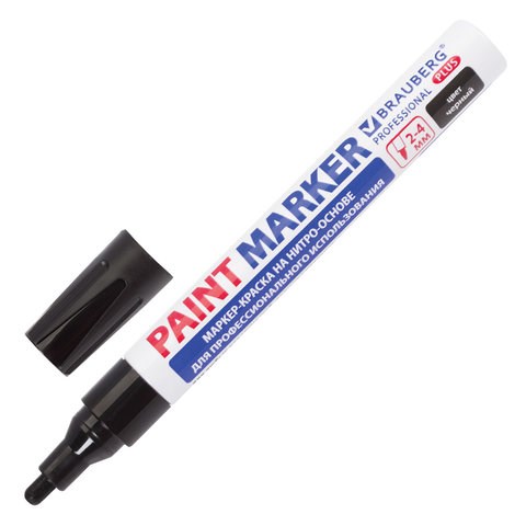 Маркер-краска лаковый (paint marker) 4 мм, ЧЕРНЫЙ, НИТРО-ОСНОВА, алюминиевый корпус, BRAUBERG PROFESSIONAL PLUS, 151445 151445 - фото 294043