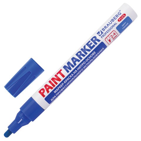 Маркер-краска лаковый (paint marker) 4 мм, СИНИЙ, НИТРО-ОСНОВА, алюминиевый корпус, BRAUBERG PROFESSIONAL PLUS, 151447 151447 - фото 294045
