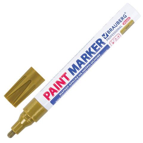 Маркер-краска лаковый (paint marker) 4 мм, ЗОЛОТОЙ, НИТРО-ОСНОВА, алюминиевый корпус, BRAUBERG PROFESSIONAL PLUS, 151449 151449 - фото 294047