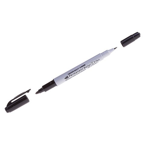 Маркер перманентный CROWN двусторонний Multi Marker Twin, ЧЕРНЫЙ, круглый, 2 мм / 1 мм, P-800W 151553 - фото 294097