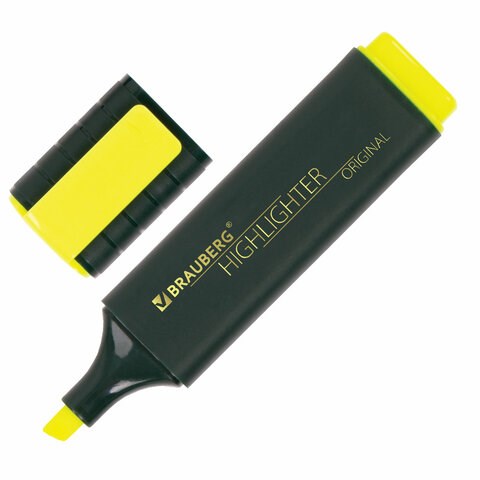 Текстовыделитель BRAUBERG ORIGINAL, ЖЕЛТЫЙ, линия 1-5 мм, 151681 151681 - фото 294113
