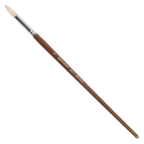 Кисть художественная профессиональная BRAUBERG ART CLASSIC, щетина, круглая, № 10, длинная ручка, 200711 200711 - фото 295422